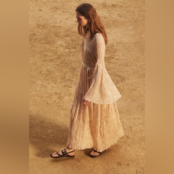 zara boho embroidered dress Zara - Zw Collection Embroidered Midi Dress - Oyster-White - L